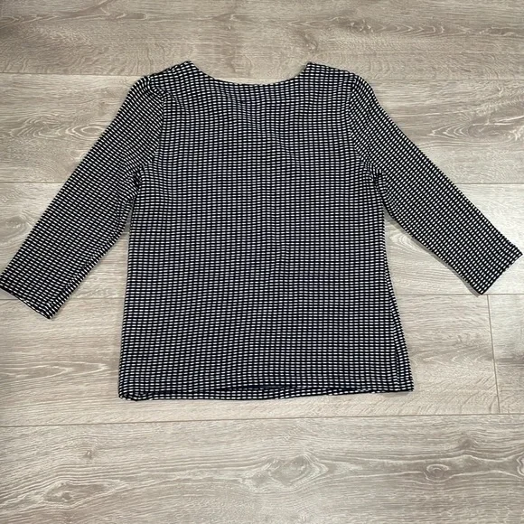 Talbots Petites Navy and White Bow Accent 3/4 Sleeve Top MP - Picture 16 of 16